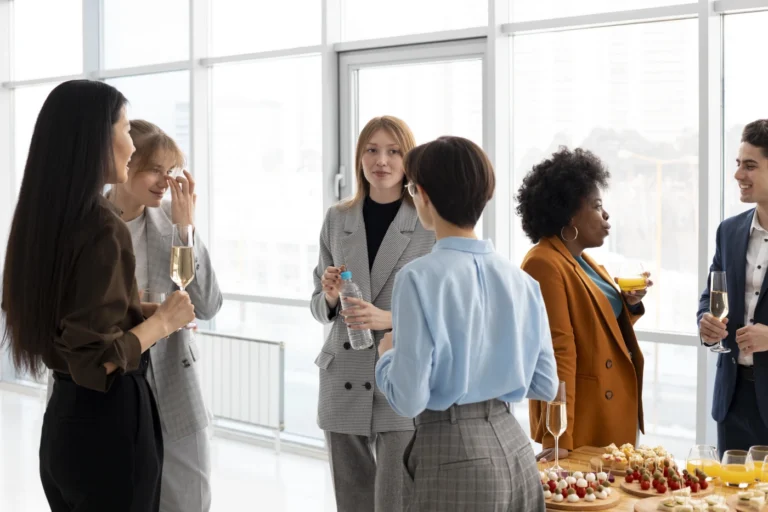 Professionals networking during a business event in Montreal